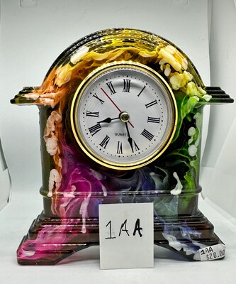 Resin Mantel Clock Black with Beautiful Spring Colors - image2